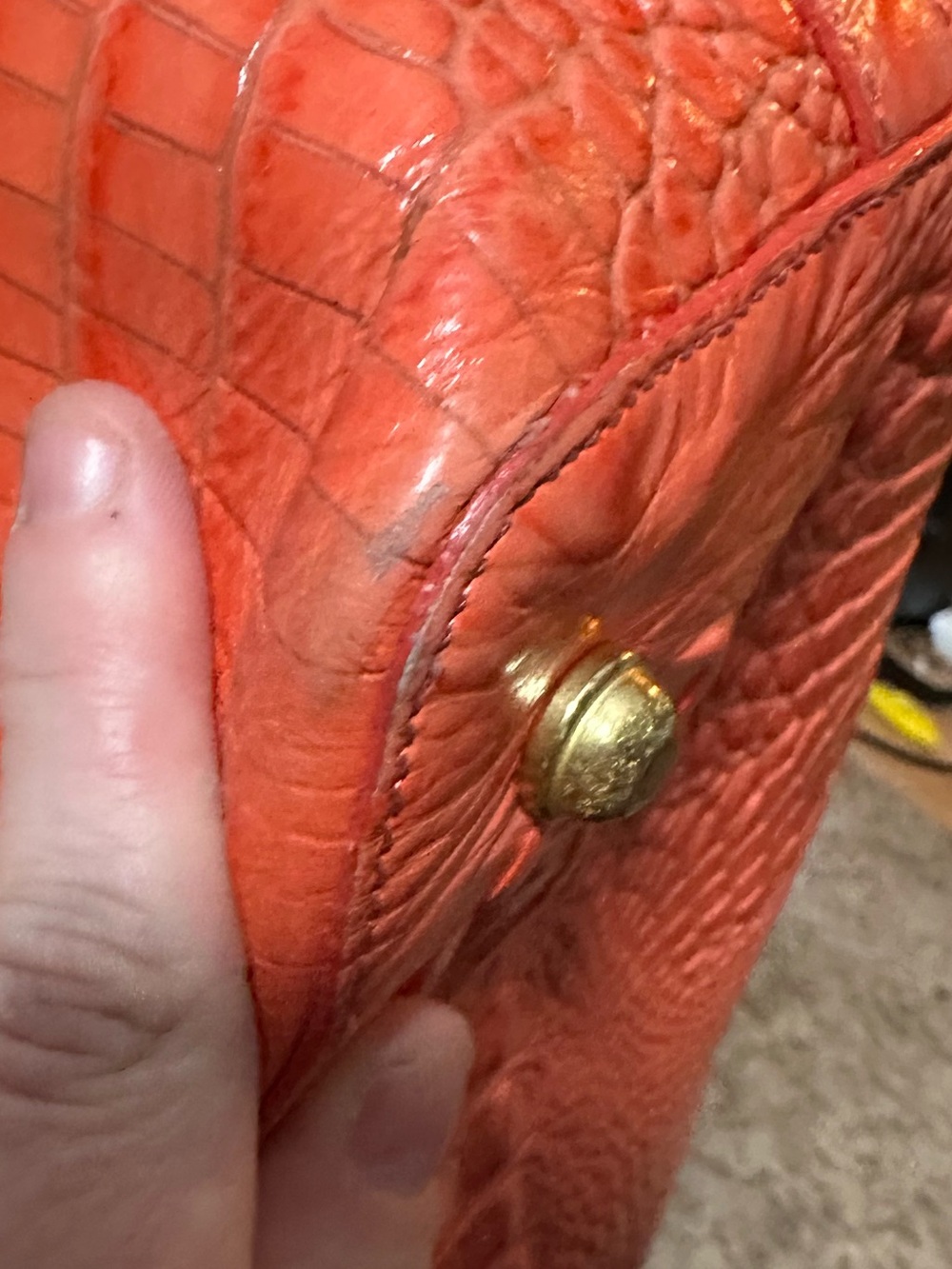 Brahmin orange leather and raffia tote entry - Picture 10 of 15